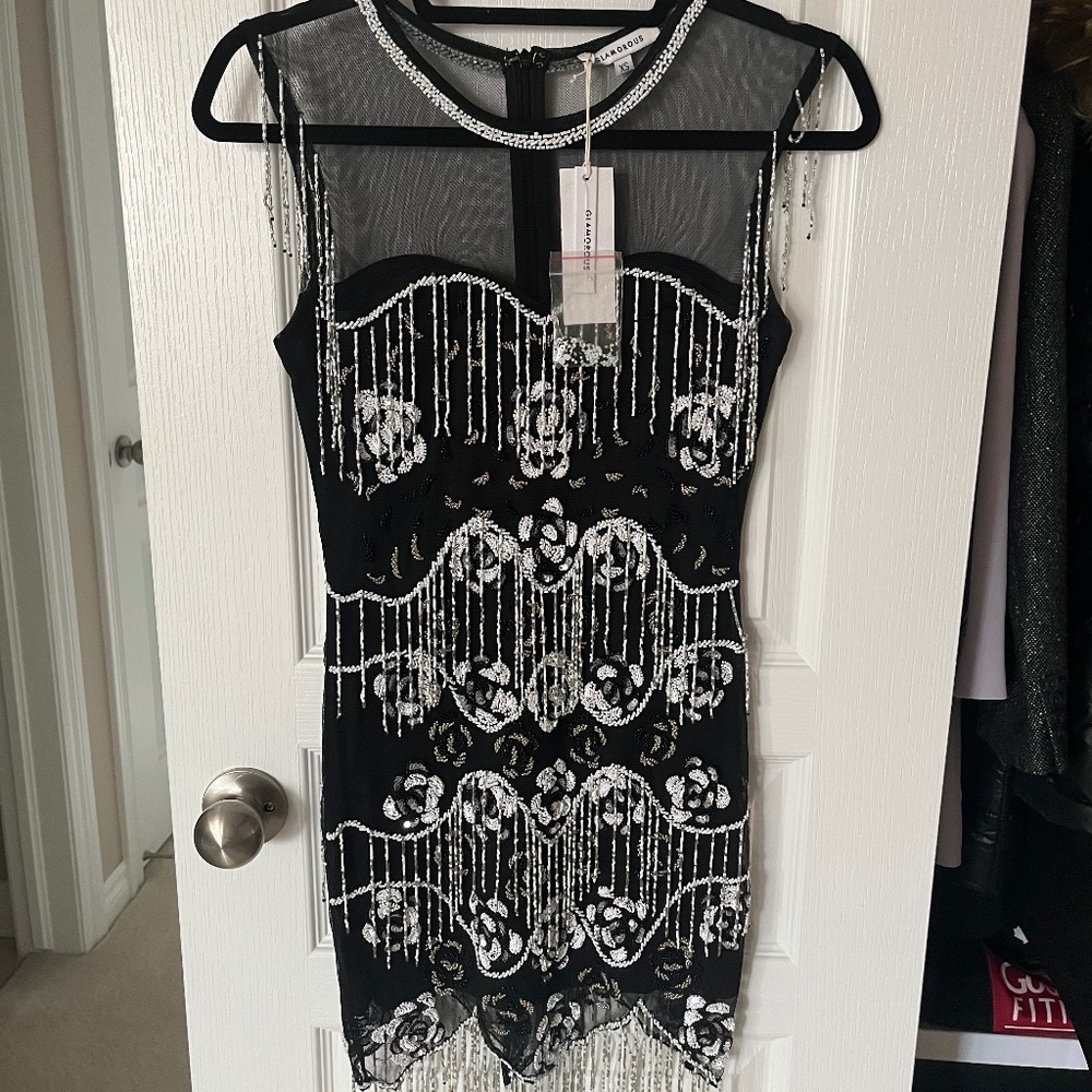 Sequin fringe dress NWT